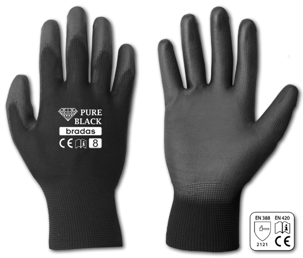 Перчатки защитные PURE BLACK полиуретан, размер 11, RWPBC11
