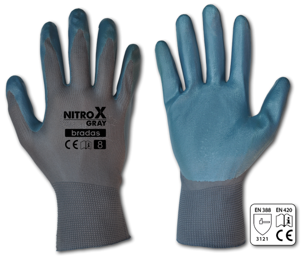 Рукавички захисні NITROX GRAY нітрил, розмір 8, RWNGY8