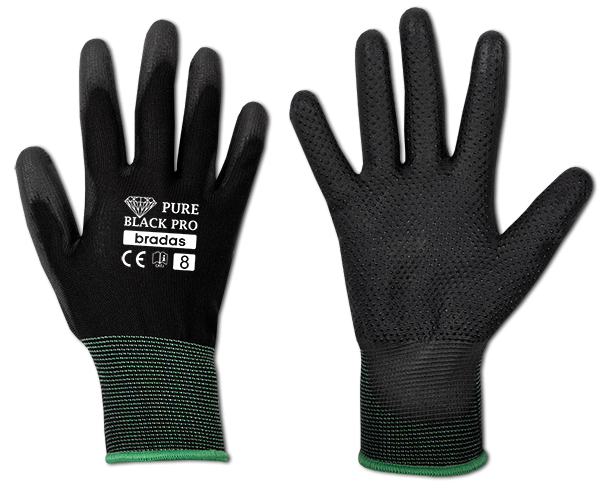 Перчатки защитные PURE BLACK PRO полиуретан, размер 8, RWPBCP8