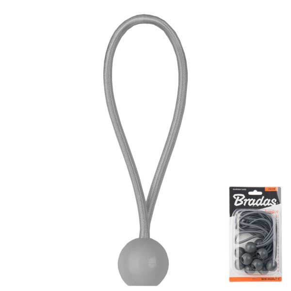 Эластичный резиновый шнур с шариком, 20см, 10шт, BUNGEE CORD BALL, BCB-0520GY-B