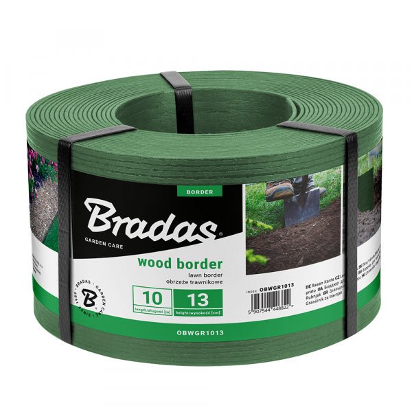 Бордюр WOOD BORDER, 130мм х 2,8мм х 10м, зеленый, OBWGR1013